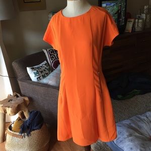 Sharagano SS orange zipper pocket dress sz 6